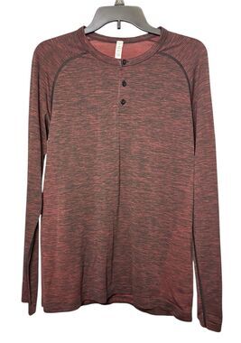 Lululemon Shirt Mens Medium Red Long Sleeve Performance Metal Vent Tech Stretch
